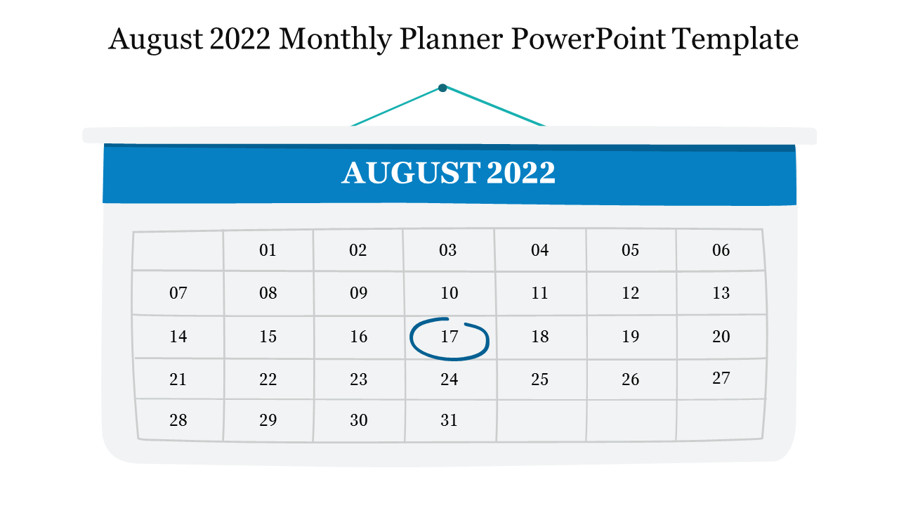 Free - Editable August 2022 Monthly Planner PowerPoint Template